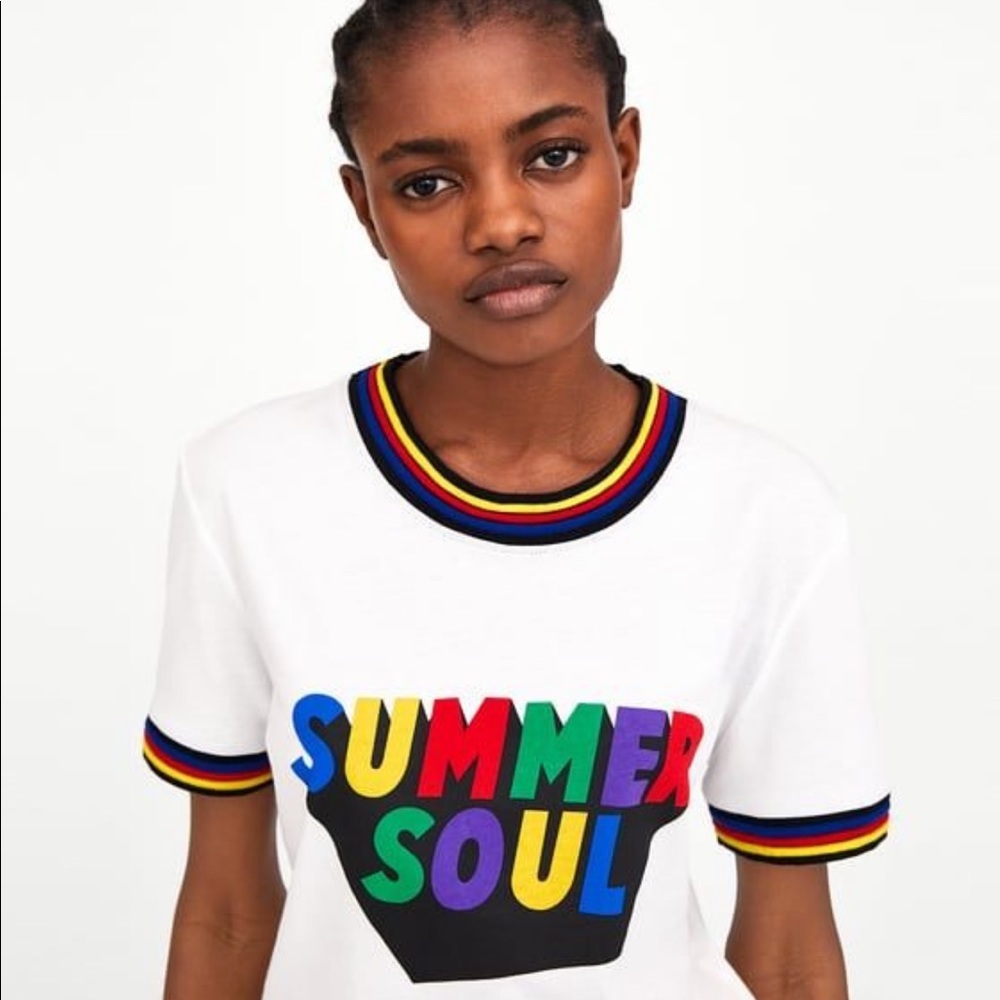ZARA TRAFAULUC Graphic Tee Summer Soul M NWT
